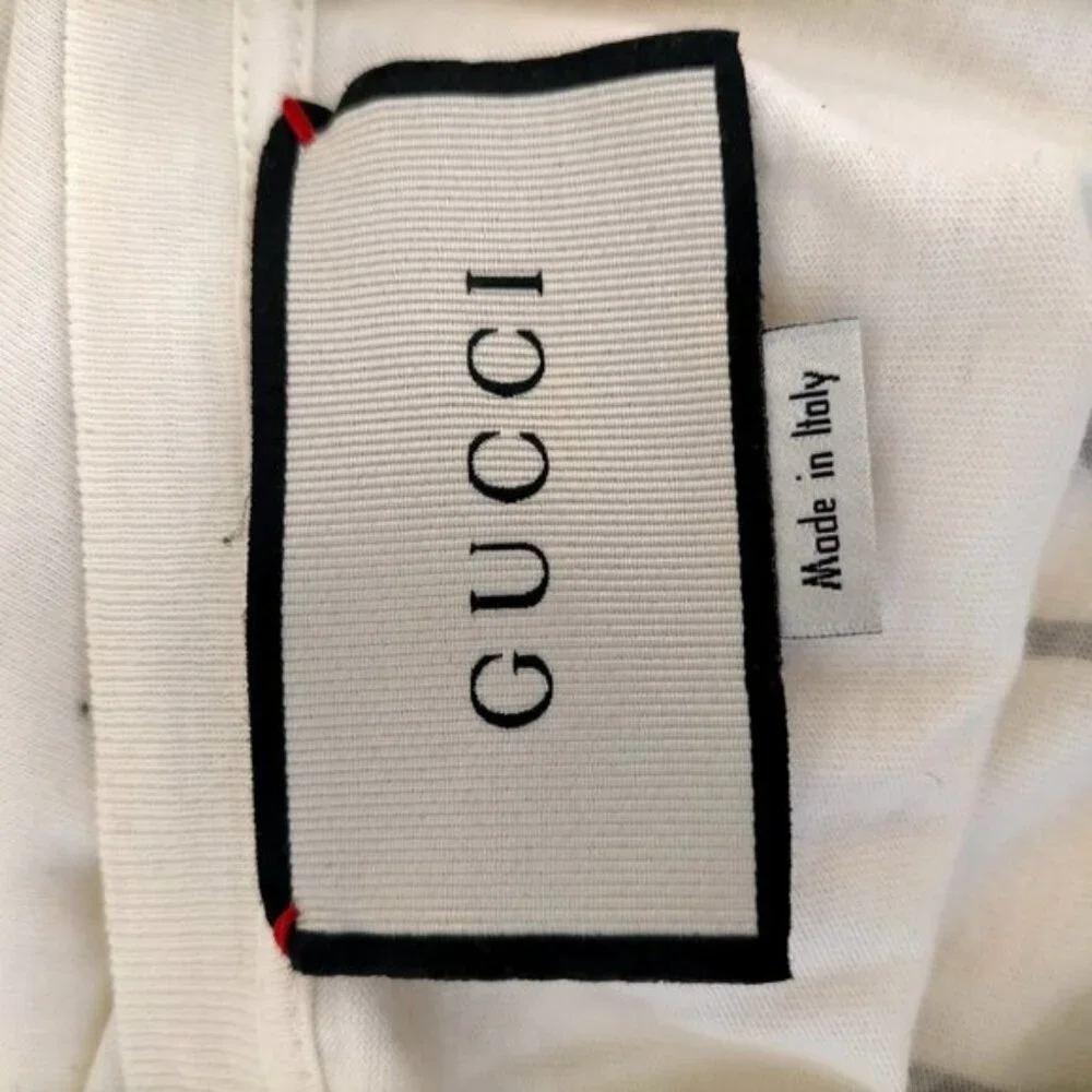 Authentic Gucci Logo White GG Print Cotton T-Shirt Luxury Designer Tee